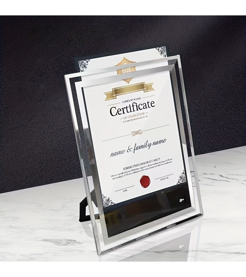 2 Crystal Glass Picture Frame Pendulum A4 Lace Silvery Certificate Of Honor Graduation Gift For Colleagues Classmates Wall Mounted - Image 5