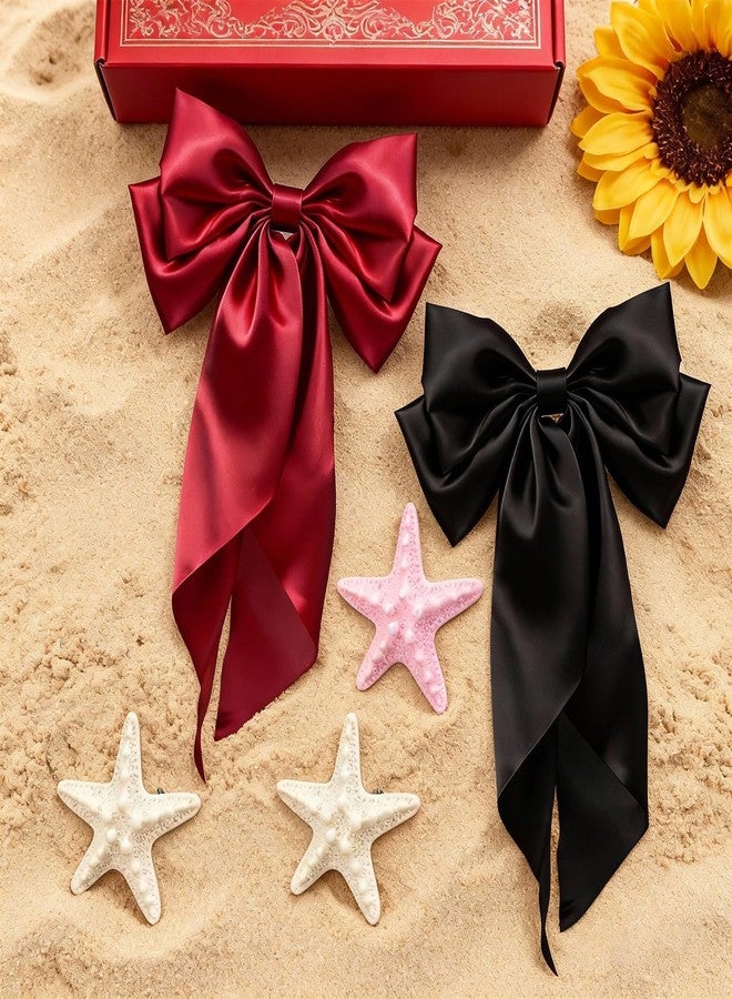 BOKKY 2 PACK Hair Bows And 3 PACK Starfish Mermaid Accessories, Strong Hold Square Hair Accessories For Thick & Thin Hair, Lay Flat Design For Work & Daily Styling(A) - Image 5