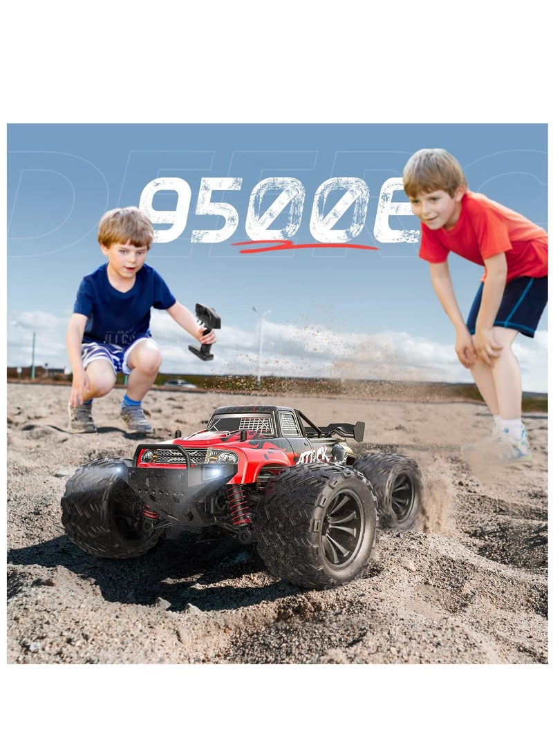 DEERC 9500E 1:16 Scale All Terrain RC Car, 4x4 High Speed 40 KPH RC Truck, 2.4Ghz Remote Control Truck with 2 Batteries, Off-Road Monster Truck for Adults Kids - Image 2