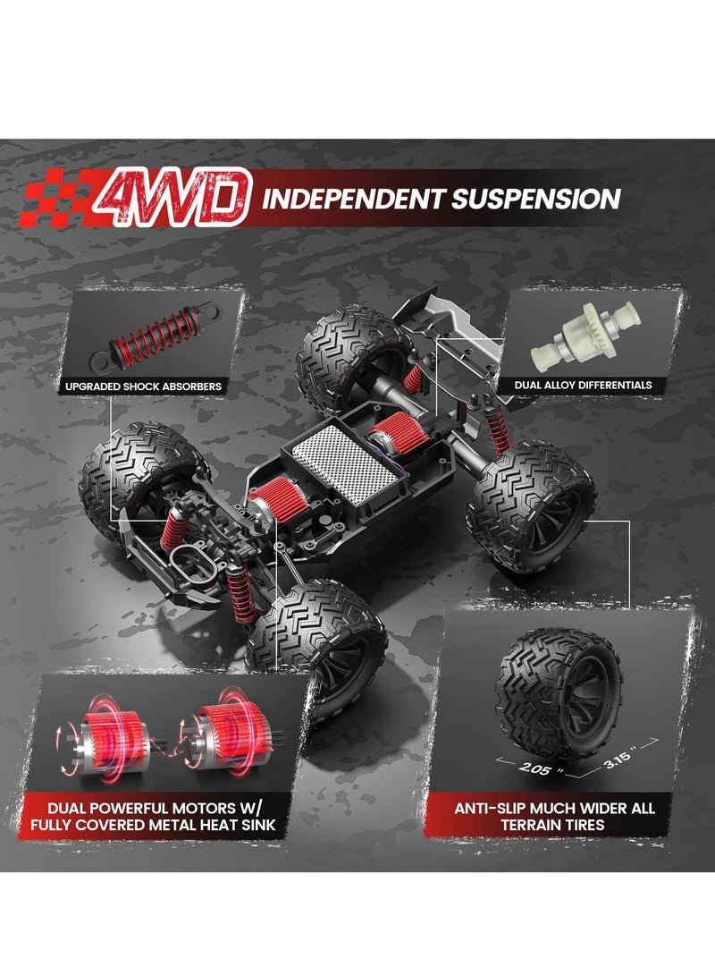 DEERC 9500E 1:16 Scale All Terrain RC Car, 4x4 High Speed 40 KPH RC Truck, 2.4Ghz Remote Control Truck with 2 Batteries, Off-Road Monster Truck for Adults Kids - Image 3