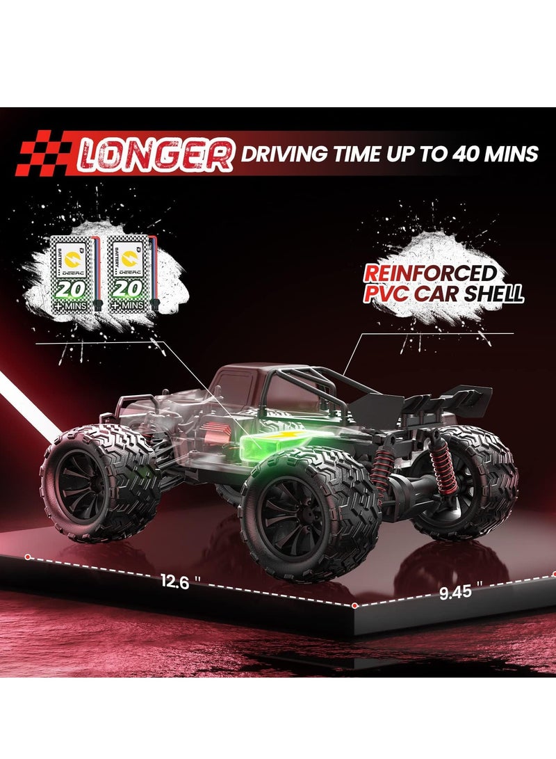 DEERC 9500E 1:16 Scale All Terrain RC Car, 4x4 High Speed 40 KPH RC Truck, 2.4Ghz Remote Control Truck with 2 Batteries, Off-Road Monster Truck for Adults Kids - Image 4