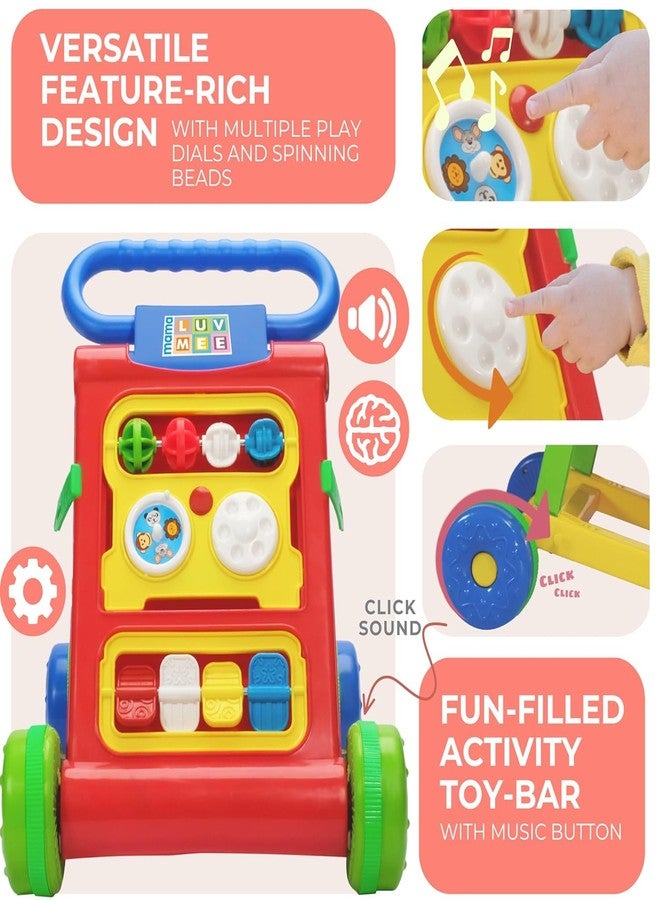 JoyRide Baby Activity Walker, Foldable Musical Push Walker for Babies with Recreational Toy Bar 6 to 18 Months, Multicolour (Red) - Image 3