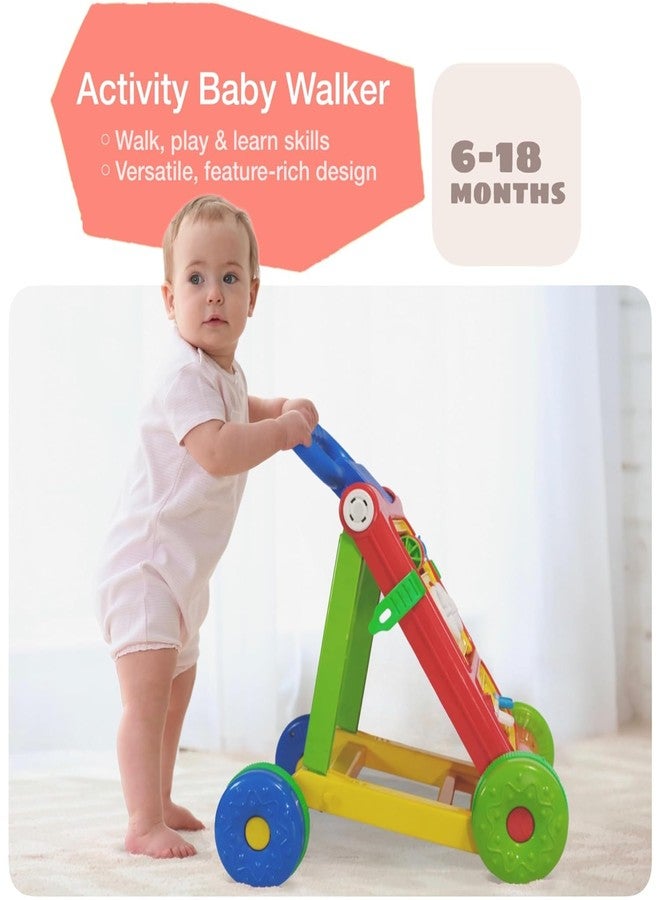 JoyRide Baby Activity Walker, Foldable Musical Push Walker for Babies with Recreational Toy Bar 6 to 18 Months, Multicolour (Red) - Image 2