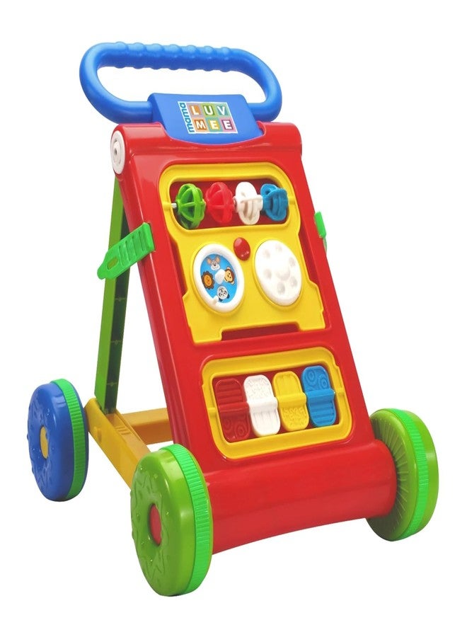 JoyRide Baby Activity Walker, Foldable Musical Push Walker for Babies with Recreational Toy Bar 6 to 18 Months, Multicolour (Red) - Image 1