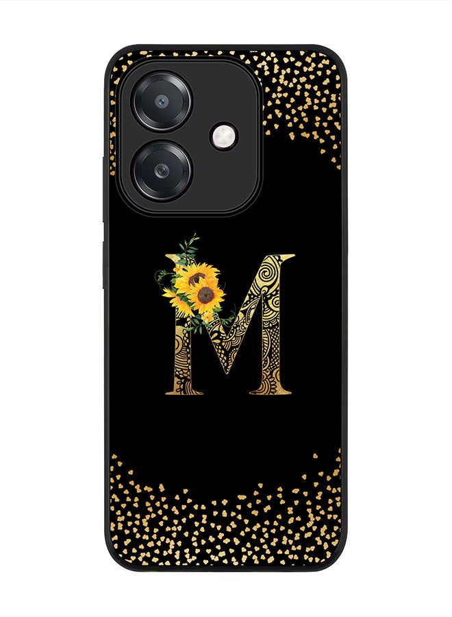 Stylizedd For Oppo A60 5G / A3 5G / A3x 5G Case,Slim fit Camera Protection, Shockproof Thin Phone cover - Custom Floral Monogram - M ( Black ) - Image 1