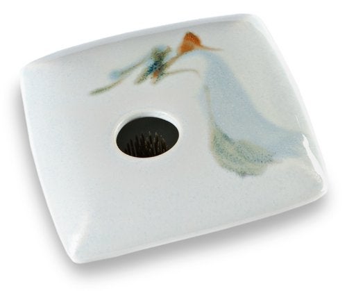 Georgetown Pottery Square Ikebana Flower Vase, Ivory Wave - Image 2