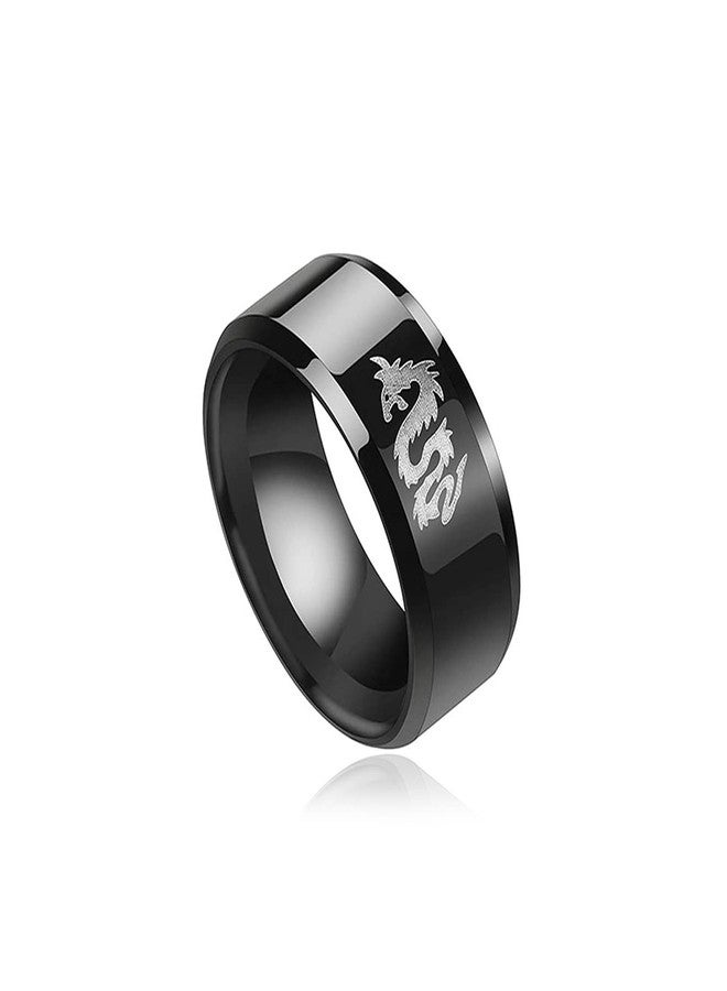 Xusamss Punk Rock Plated Black Stainless Steel Animal Dragon Totem Smooth Ring(Black(11)) - Image 1