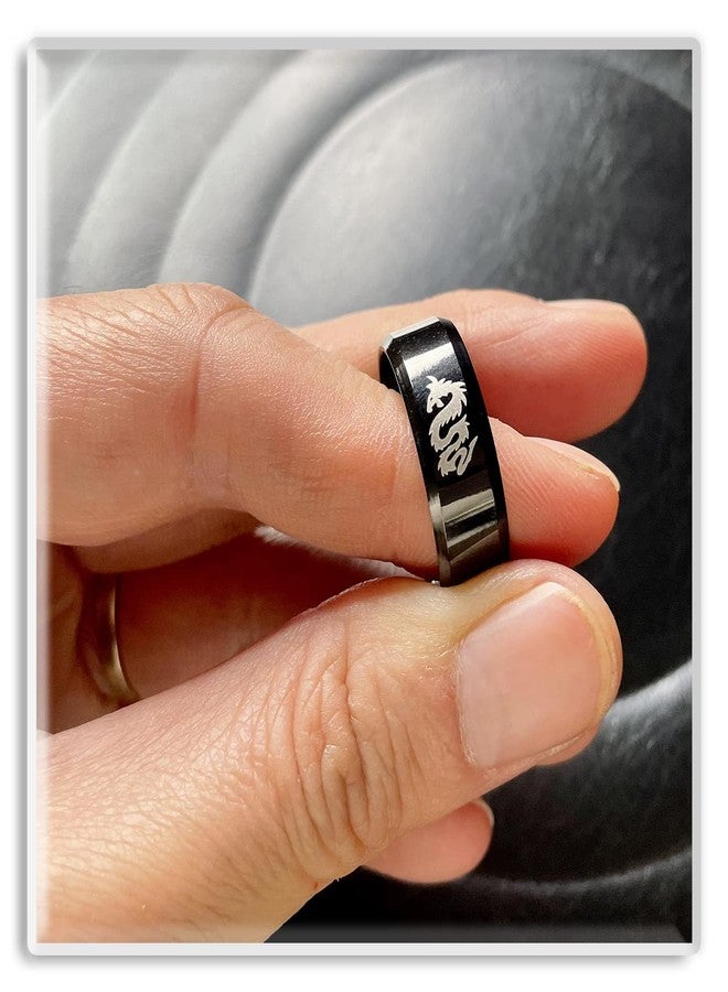 Xusamss Punk Rock Plated Black Stainless Steel Animal Dragon Totem Smooth Ring(Black(11)) - Image 5