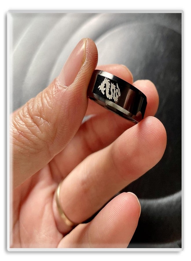 Xusamss Punk Rock Plated Black Stainless Steel Animal Dragon Totem Smooth Ring(Black(11)) - Image 4