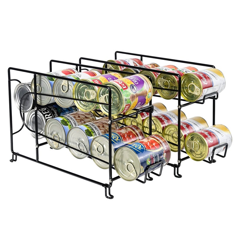 SUFAUY Beverage Can Dispneser Organizer, Stackable Shelves for Storage for Pantry, Black- 2 Pack - Image 1