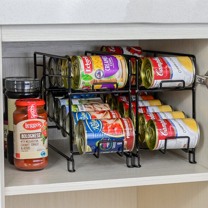 SUFAUY Beverage Can Dispneser Organizer, Stackable Shelves for Storage for Pantry, Black- 2 Pack - Image 3