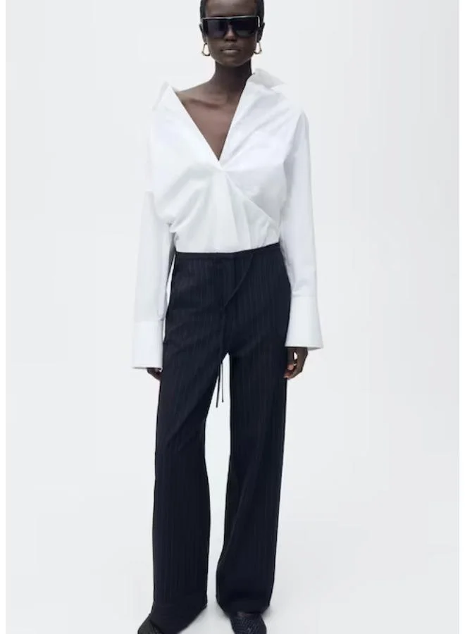 MANGO Chalk-Stripe Straight Pants