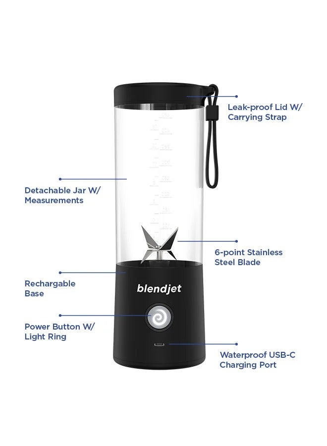 blendjet V2 Portable Blender Smoothie Maker, Personal Blender, Fruit Blender, Leak Proof Juicer, BPA-Free 475ml 200W Sports Bottle, USB-C Rechargeable, Ice Crusher with Stainless Steel Blades 475 ml 200 W BJ-V2X-Black Black - Image 2