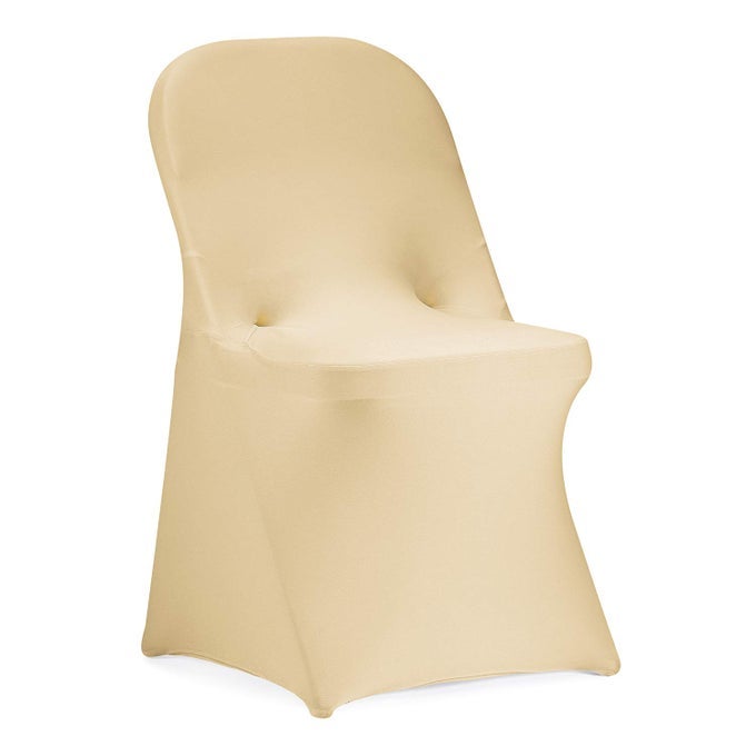 STRETCH SPANDEX FOLDING CHAIR COVER FOR WEDDING PARTY DINING BANQUET EVENT CHAMPAGNE12PCS