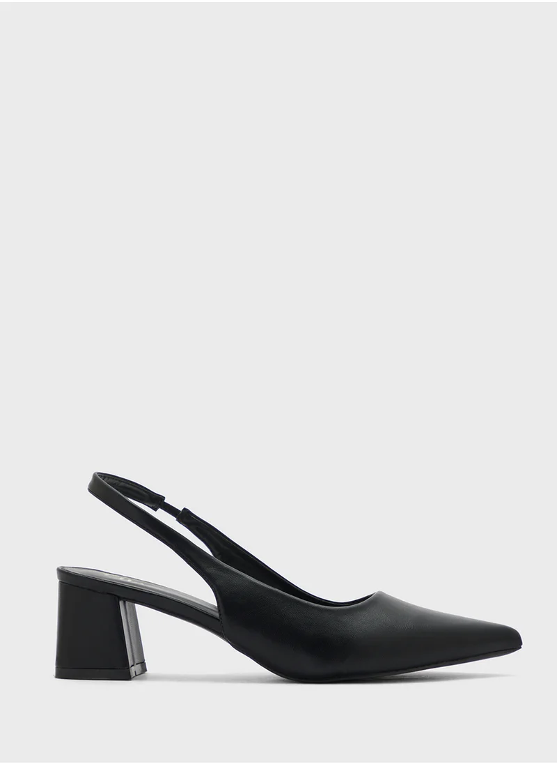 ELLA Pointy Block Heel Sling Back Pump