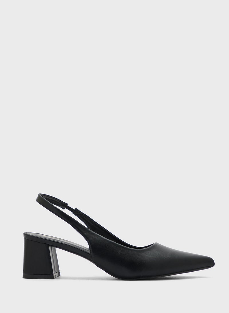 ELLA Pointy Block Heel Sling Back Pump - Image 1