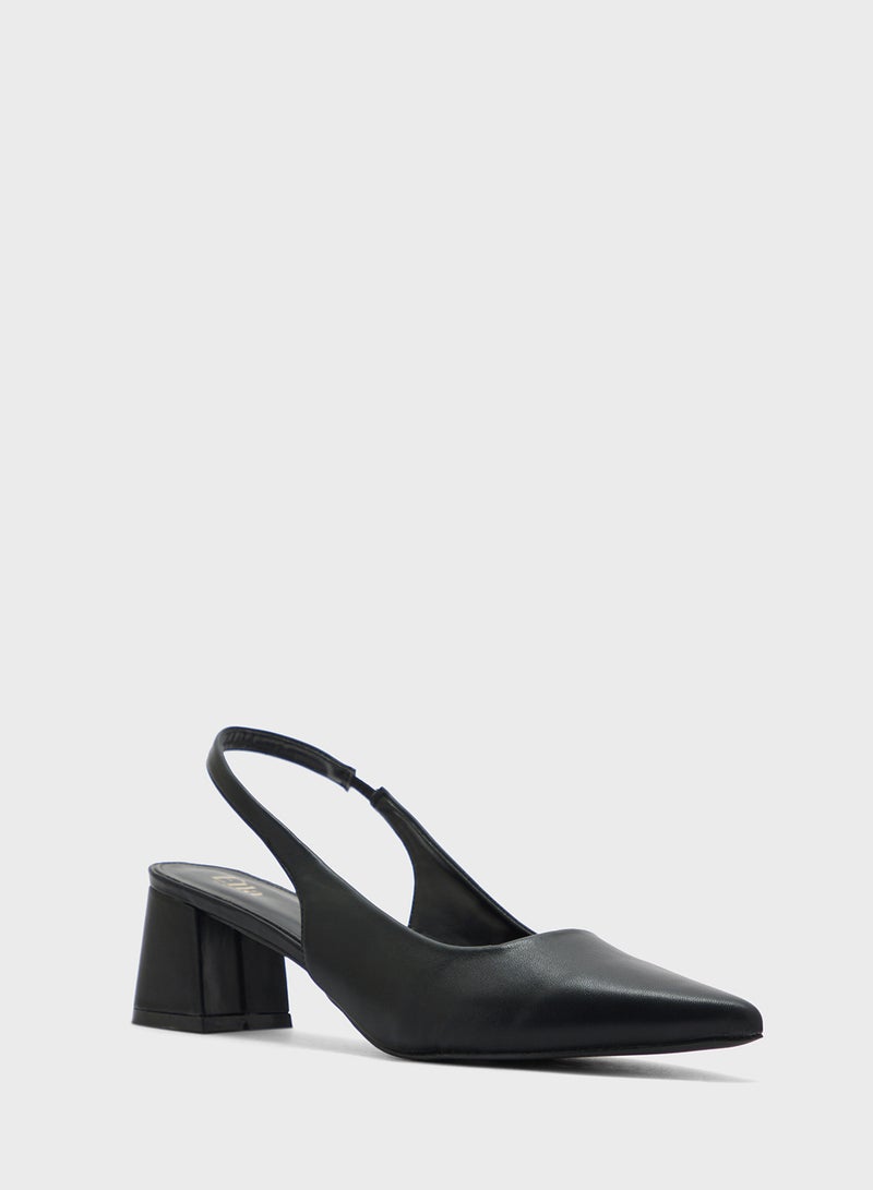 ELLA Pointy Block Heel Sling Back Pump - Image 2