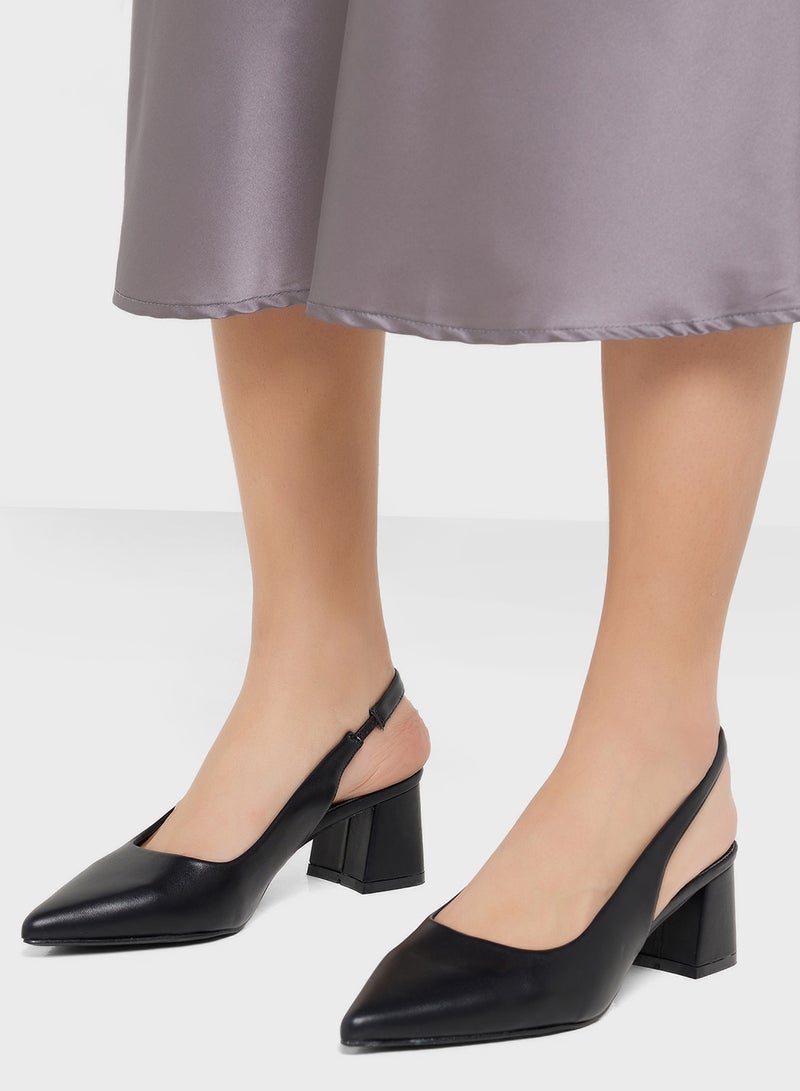 ELLA Pointy Block Heel Sling Back Pump - Image 5