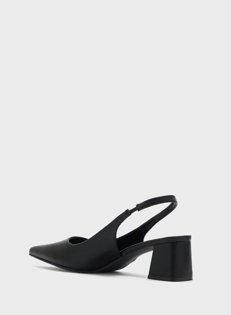 ELLA Pointy Block Heel Sling Back Pump