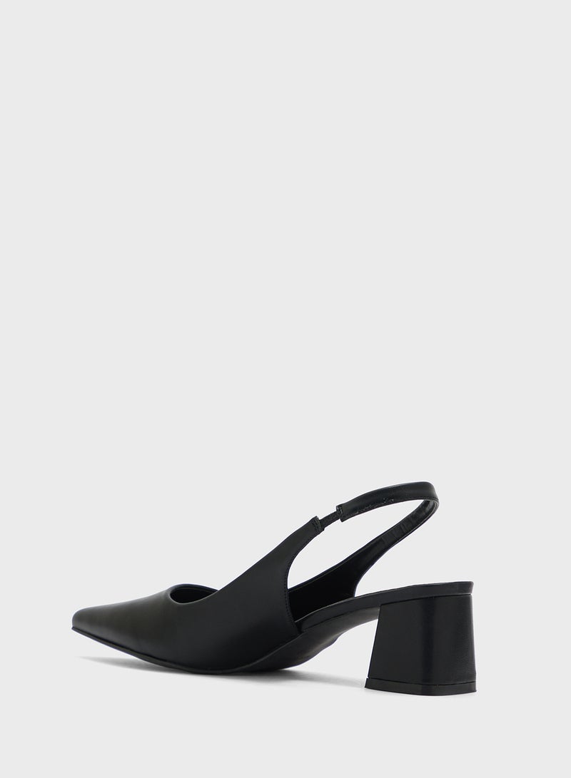 ELLA Pointy Block Heel Sling Back Pump - Image 3