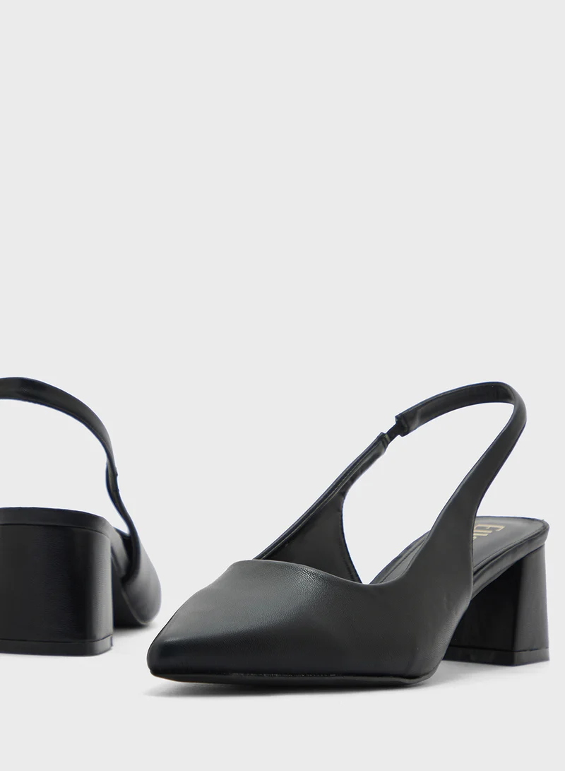 ELLA Pointy Block Heel Sling Back Pump
