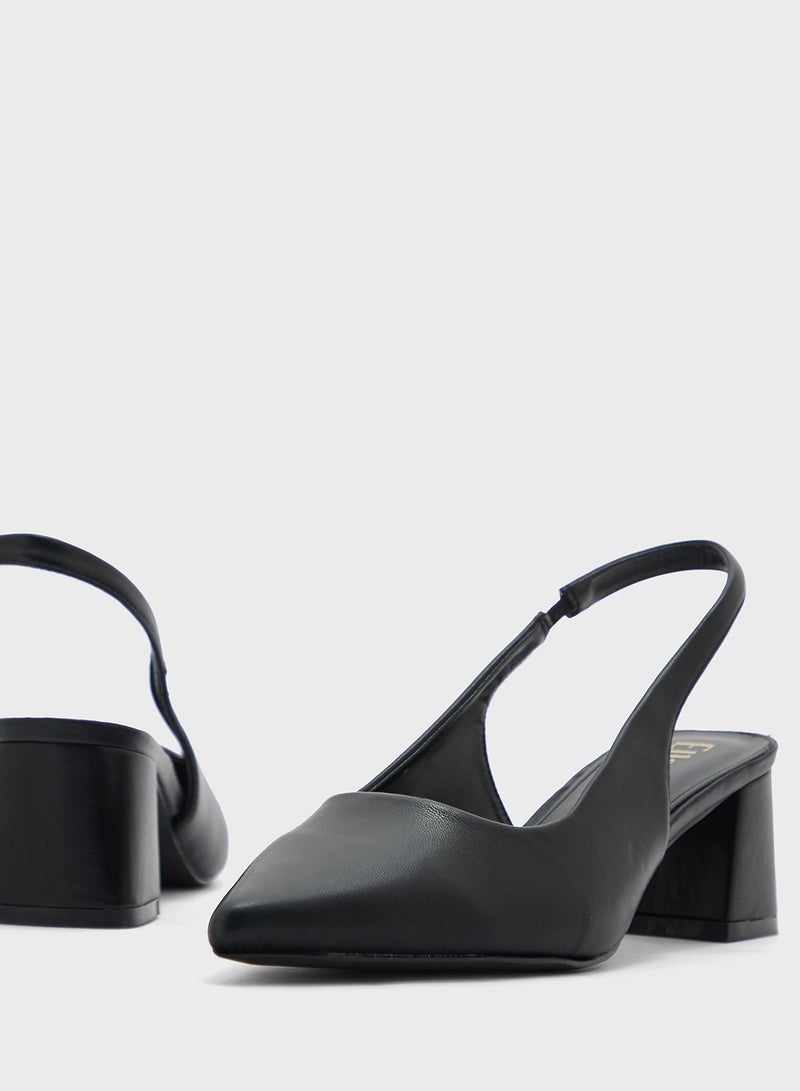 ELLA Pointy Block Heel Sling Back Pump - Image 4