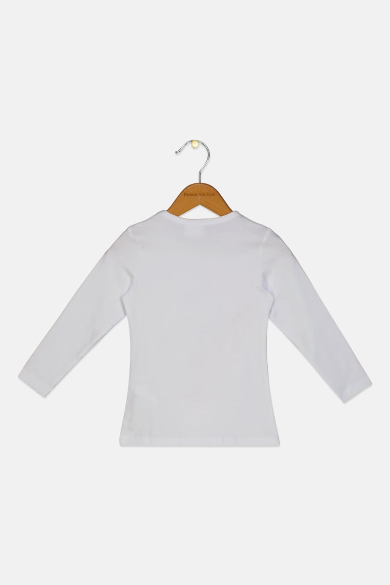 FREDDY Toddlers Girl Crew Neck Graphic Print Top, White - Image 2