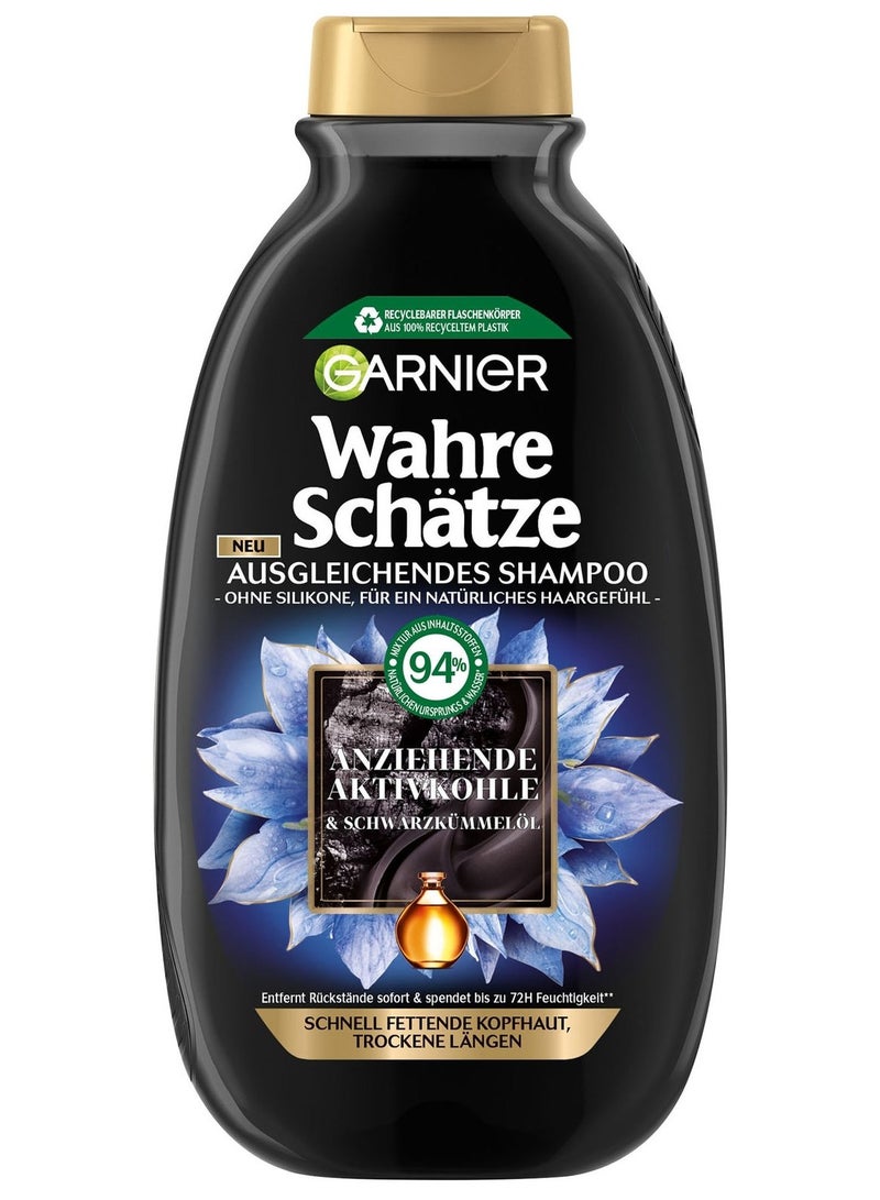 Garnier Wahre Schätze Activated Charcoal & Black Seed Oil Balancing Shampoo 300 ML - Image 1