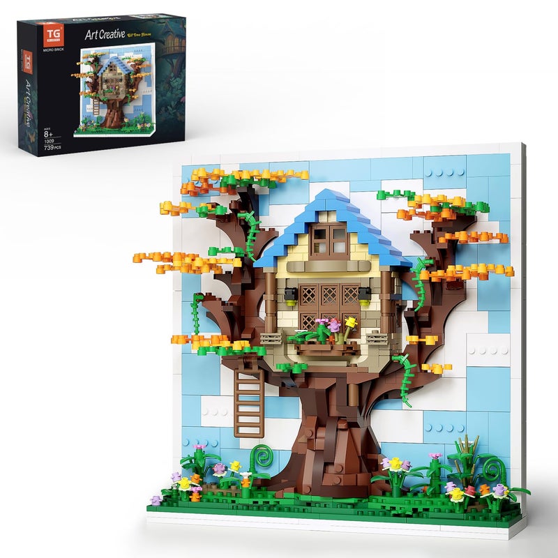 TG BLOCKS Micro Brick Eif Tree House Building Set, 3D Wall Art Home Office Decoration or Table Display, Creative Building Craft Set, Ideas Gift Building Toy for Adults,Teens Ages 8+ Kids - Image 1