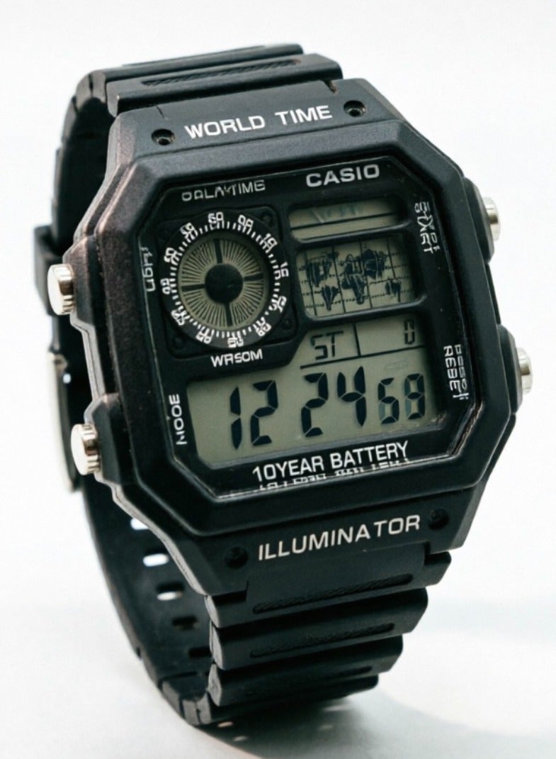 كاسيو ساعة رقمية للشباب للرجال AE-1200WH-1BVDF - 45 مم - سوداء - Image 1
