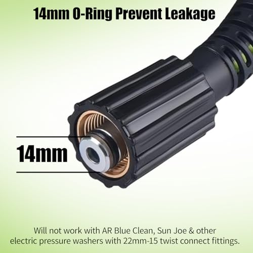 RainBello Pressure Washer Hose 1/4" × 25FT - 3200 PSI Heavy Duty Power Washer Replacement with M22-14mm Fittings Kink-Resistant Flexible Water Hose for Electric & Gas Washers - Image 2