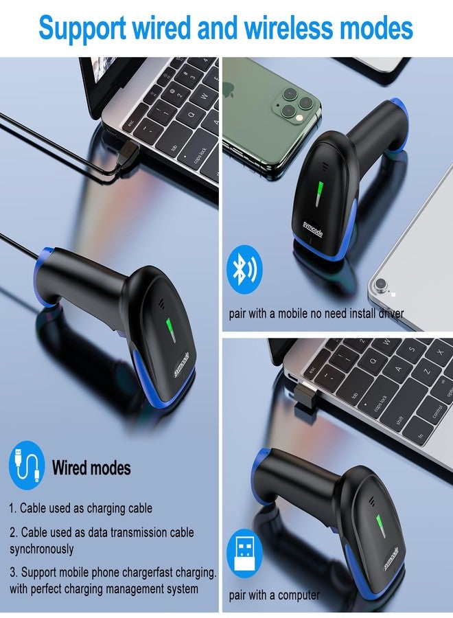 سيمكود ماسح ضوئي لاسلكي ثنائي الأبعاد للرموز الشريطية من Symcode، يدعم تقنية Bluetooth 6.0 والاتصال اللاسلكي بتردد 2.4 جيجا هرتز والاتصال السلكي عبر USB، قارئ رموز QR أحادي وثنائي الأبعاد، مسح ضوئي تلقائي سريع ودقيق للهواتف الذكية والأجهزة اللوحية وأجهزة الكمبيوتر. - Image 2