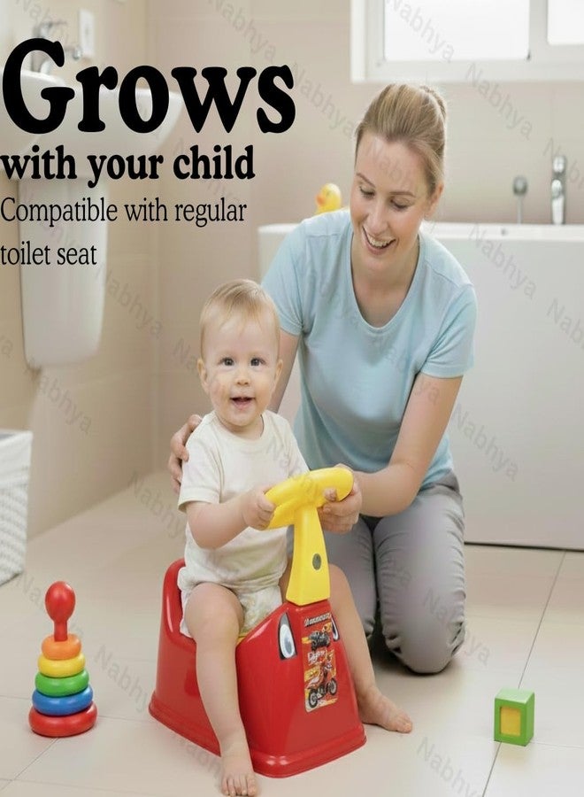 Zerya Ferrari Baby Potty Training Seat- Chair for Kids- Infant Potty Toilet Chair with Removable Tray & Closing Lid (Yellow) (Red) - Image 2