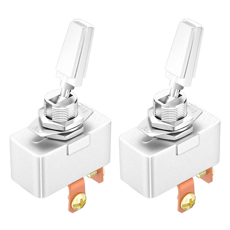 DAIERTEK Heavy Duty 50 Amp 12V Toggle Switch Automotive 2 Position ON Off Rocker Switch SPST 2 Pin Metal Chrome Plated Screw Terminal (2pcs) - Image 1