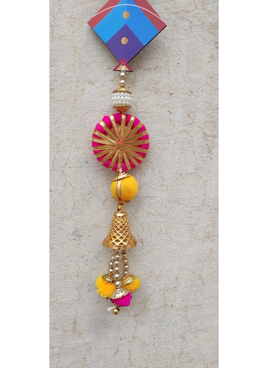 Generic Nutts Makar Sakaranti Special Kites with Parrot Gota Balls and Golden Beads Handmade Decorative Hanging for Festive Decoration Pack of 2  - Image 4