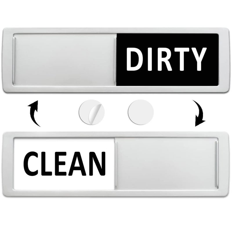 Dishwasher Magnet Clean Dirty Sign Clean Dirty Sign Accessories for Dishwasher NonScratchSuper Strong Soft Magnet with Optional AdhesivesEasy to Read  Slide Silver White