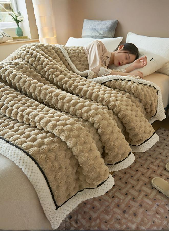 Luxury Reversible Blanket, Double-Sided Fleece Blanket, Bed Throw, Sofa Fleece Blanket, Ultra-Soft Plush Blanket suitable for sofas and beds, creating cosy relaxation and ultimate home warmth, Brown - Image 1