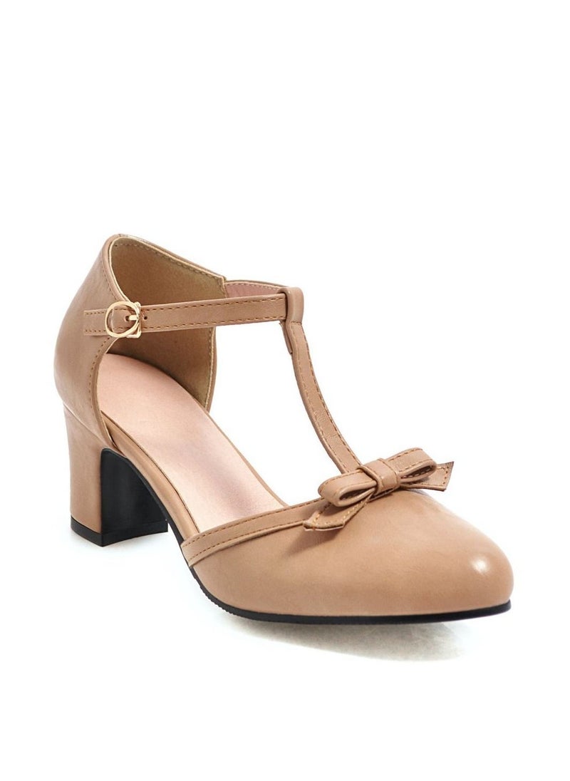 Loquat Mid Heeled Pump Shoes Beige  - Image 1
