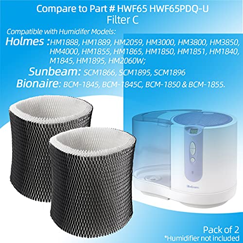 ANTOBLE Humidifier Filter Wick Replacements for Holmes HWF65 HWF65PDQ-U, Replace Part # HWF65CS Filter C - 2 Pack - Image 2