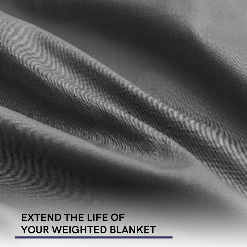 YnM Exclusive Cotton Duvet Cover for Weighted Blankets (60''x80'') - Dark Grey Print - Image 4