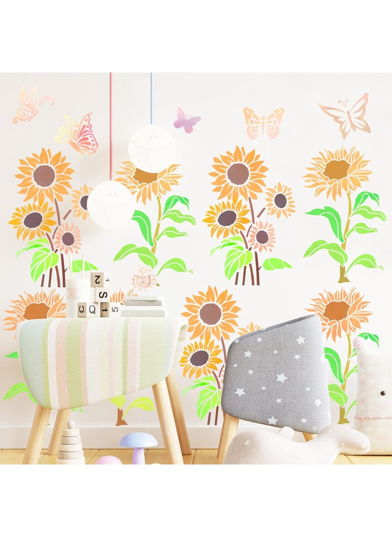 MLOLM Sunflower Stencils Reusable Flowers Butterfly Stencils for Painting on Wood,Canvas,Paper,Fabric,Wall,Home Decor for DIY Craft Art 8 Sheets  - Image 5