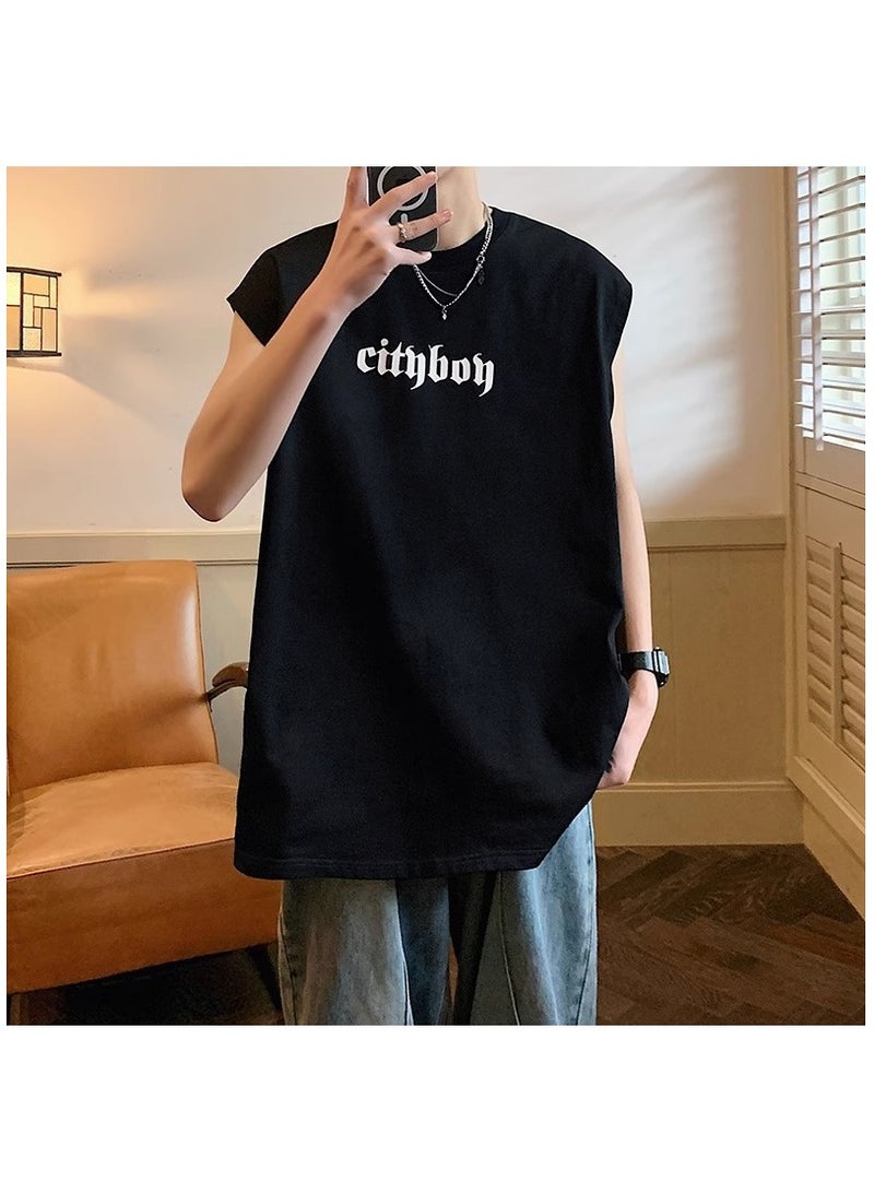 Summer Fashion Men's Printed Sports Fitness Sleeveless T-shirt  - Image 1