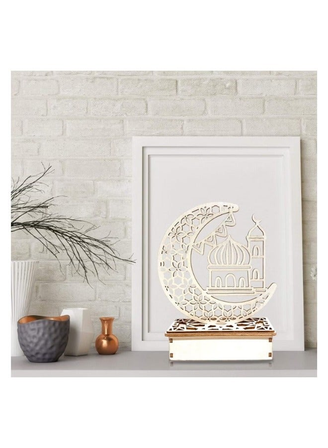 رمضان عيد مبارك ديكورات ليد ، القمر ستار مسلم أضواء ، الإسلام الكنيسة خشبية ضوء القمر مصباح لعيد الفطر حزب الديكور ضوء الأصدقاء المؤمنين الهدايا - Image 3