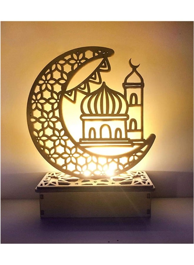 رمضان عيد مبارك ديكورات ليد ، القمر ستار مسلم أضواء ، الإسلام الكنيسة خشبية ضوء القمر مصباح لعيد الفطر حزب الديكور ضوء الأصدقاء المؤمنين الهدايا - Image 4