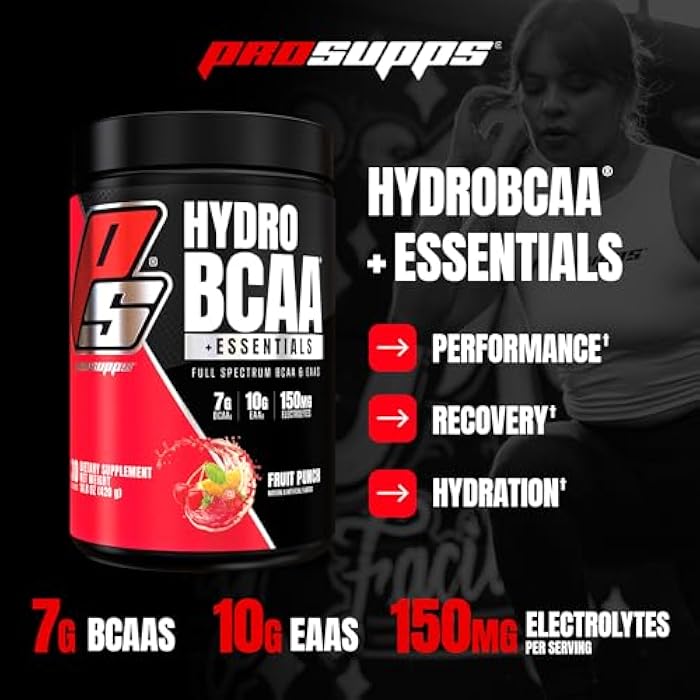 PROSUPPS HydroBCAA Essential Amino Acids Powder, Fruit Punch - Workout Supplement with BCAA, EAAs & Electrolytes for Hydration & Recovery - Stimulant-Free, Soy & Gluten-Free - 30 Servings - Image 2