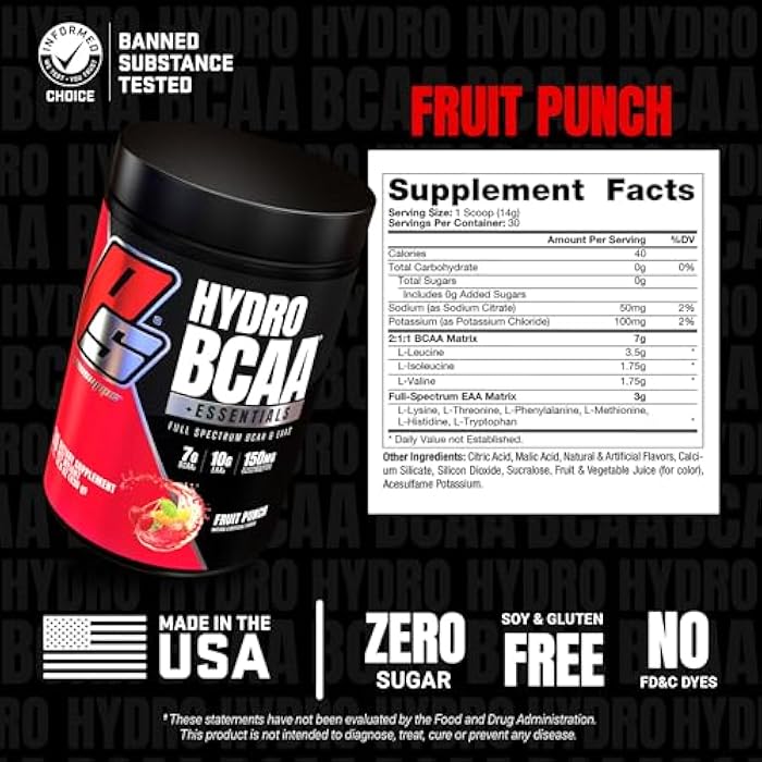 PROSUPPS HydroBCAA Essential Amino Acids Powder, Fruit Punch - Workout Supplement with BCAA, EAAs & Electrolytes for Hydration & Recovery - Stimulant-Free, Soy & Gluten-Free - 30 Servings - Image 5