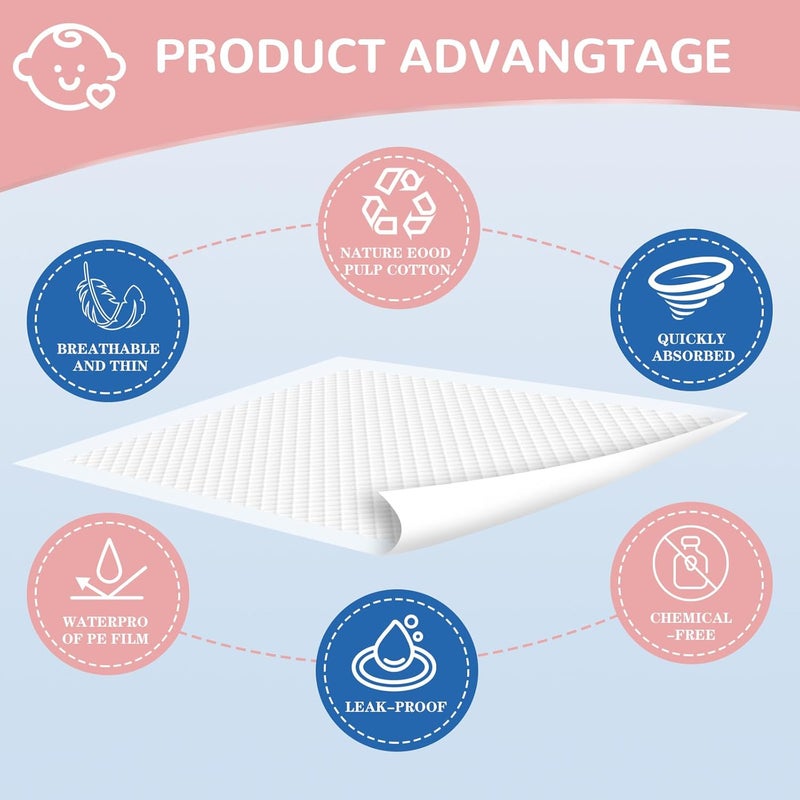 MILDPLUS Disposable Changing Pads(50 Pack),Baby Disposable Underpad,Waterproof & Absorbent Diaper Changing Pad,Breathable Underpads,Bed Table Protector Mat,18 Inches x 26 Inches - Image 5