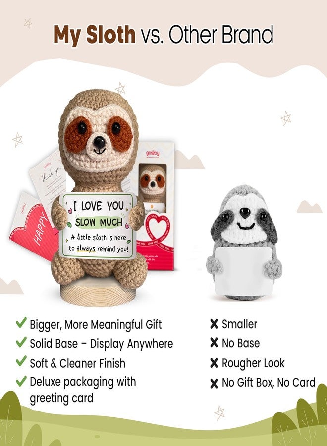 Gossby Positive Crochet Sloth with Emotional Message - Christmas, Graduation, Birthday Gift - Handmade Crochet Animal (Sometimes You Forget That You’re Sloth-Some, so This is Your Reminder) - Image 2