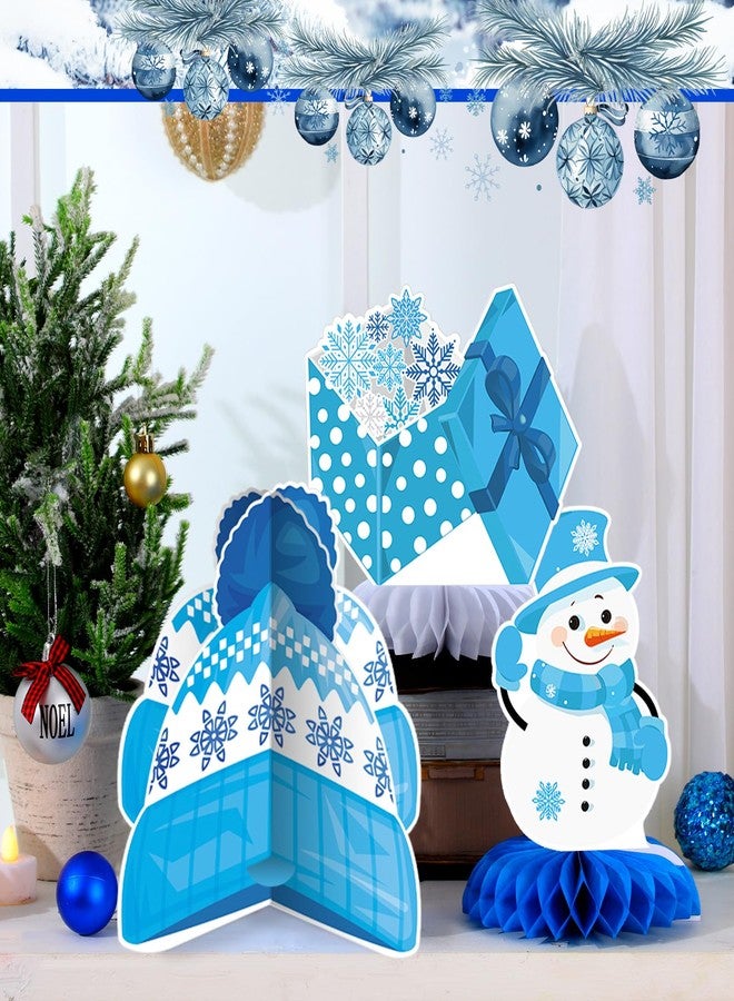 Weekgrat 12 Pcs Winter Decorations, Winter Centerpieces Snowman Wonderland Party Supplies Snowflake Honeycomb Wonderland Centerpieces for Table Decorations Supplies - Image 3