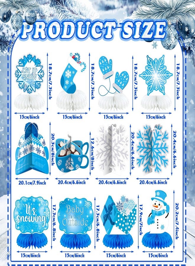Weekgrat 12 Pcs Winter Decorations, Winter Centerpieces Snowman Wonderland Party Supplies Snowflake Honeycomb Wonderland Centerpieces for Table Decorations Supplies - Image 2